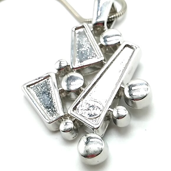 Lia Sophia Pendant Necklace Abstract Mother of Pearl Crystal Silver Tone Signed - Picture 11 of 14